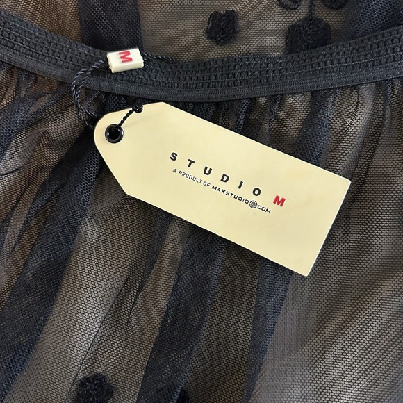 Studio M Size Large Sheer Lace Skirt Elastic Waist Black Nude Lined NWT - Picture 5 of 7